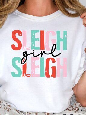 Sleigh Girl Sleigh NEW white short sleeve Christmas Shirt